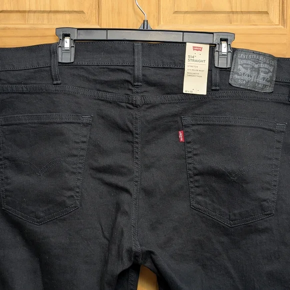 Levi's 514 Straight Leg Men's 42x32 Black Jeans Stretch Cowboy Denim Classic NWT - Picture 4 of 12